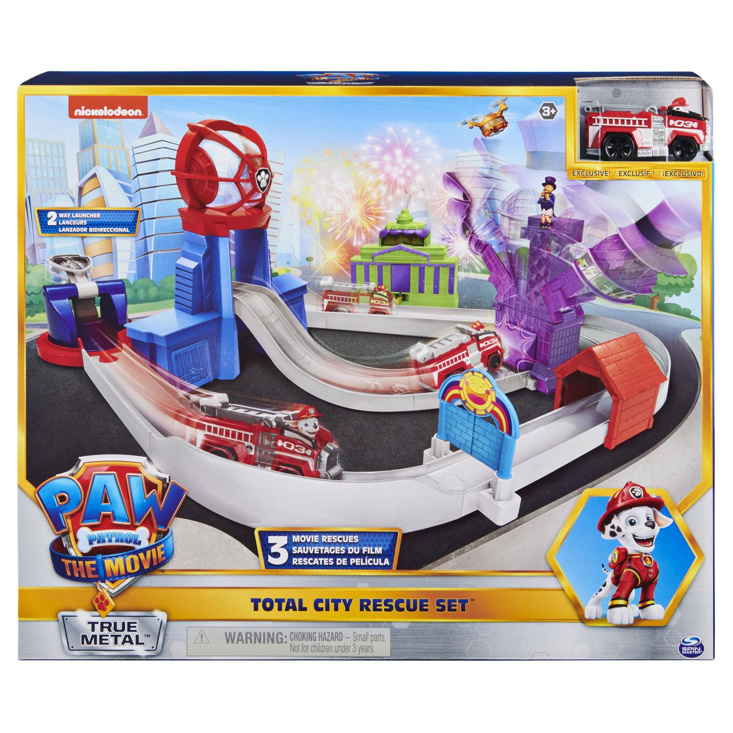 PAW Patrol De Film, True Metal Red Avonturenstad Racebaan Speelset