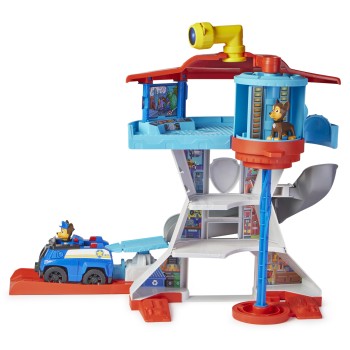 PAW Patrol, Uitkijktoren-speelset met voertuigwerper 2 Chase-actiefiguren de politieauto van Chase en accessoires